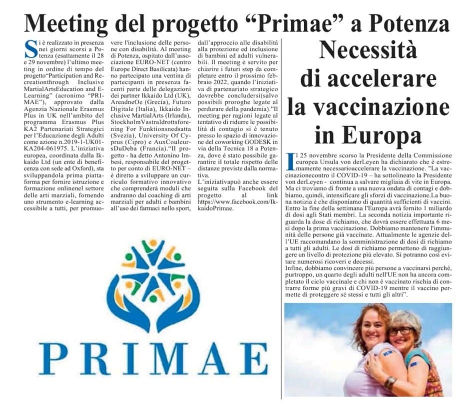 New article published in Italy on PRIMAE project by Antonino Imbesi
